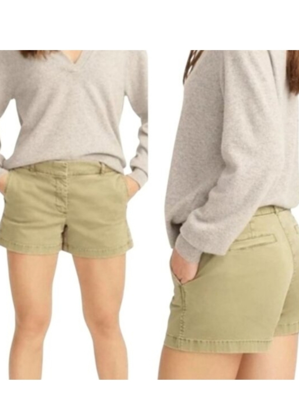 J. Crew Light Olive Green Cotton Shorts Womens Size 12
